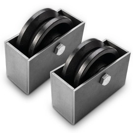 Handsammu 4"x 1.5" V-Groove Wheel with Box - cast Iron Wheel,Capacity up to 1200 Lb. Use for Slide Gate,Rolling Door with V-Track（2 Wheel with Box）