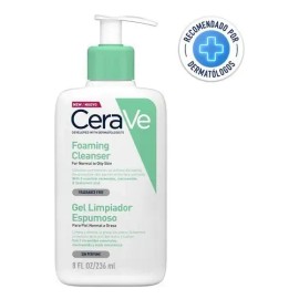 CeraVe Gel Limpiador Espumoso Diario para Uso de Día o Noche, para Piel Grasa, Hipoalergénico y Libre de Parabenos, 236ml