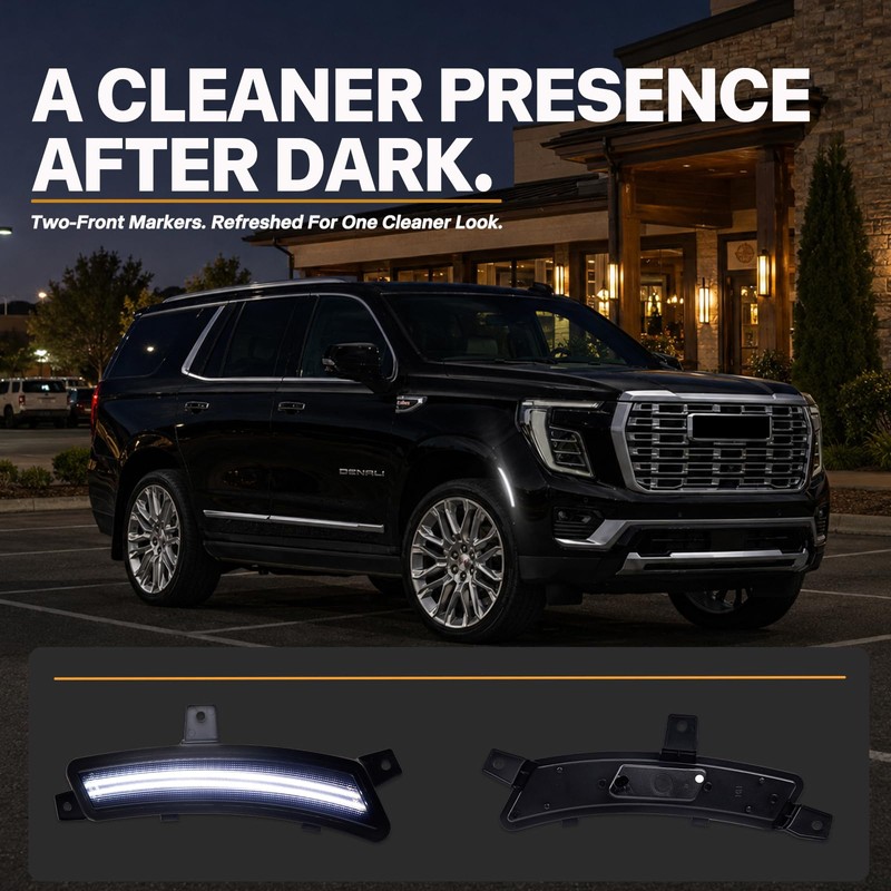 White LED Side Marker Lights for 2025 2026 GMC Yukon