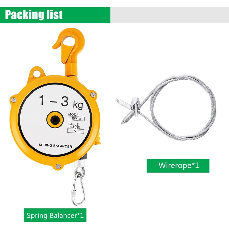 YJINGRUI Retractable Spring Balancer 1~3kg(2.2~6.6lbs) Hanging Tool Spring Balancer Balancer