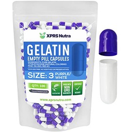 XPRS Nutra tamaño 3 cápsulas vacías – Cápsulas de gelatina vacías de color morado y blanco – Cápsulas de píldoras vacías – Cápsulas de suplemento para