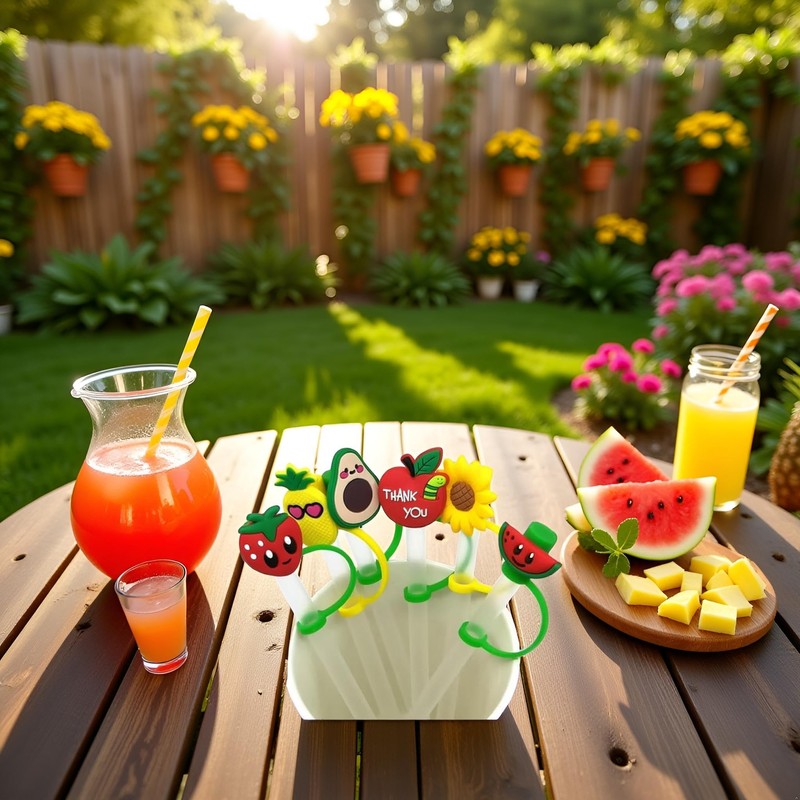 Reusable Silicone Sunflower Straw Plugs, Drinking Straw Covers and Dust