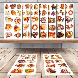 108 PCS Fall Stickers Pack, Autumn Pumpkin Maple Leaf Vinyl Decals, Waterproof Thanksgiving Stickers for Water Bottles, Laptop, Scrapbook, Harvest Festival Decorations, Gifts