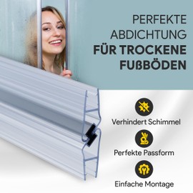 Shower Seal PVC Replacement Seal Shower Cubicle Type 8 90° 200 cm Glass Thickness 6 mm