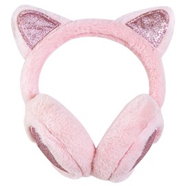SUGSHYN Ear Warmers Children's Earmuffs Made of Soft Plush Girls Winter Windproof and Warm Ear Muffs with Cat Ears for Outdoor Use Cold (Pink), Pink 4