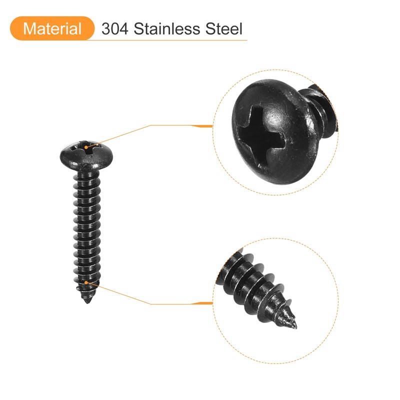sourcing map 4mm x 25mm Phillips Pan Head Self-tapping Screw,