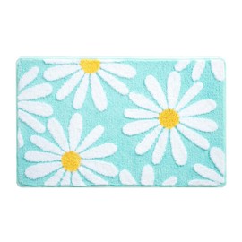 Gift2u Cartoon Daisy Flower Rug, 16x24in Daisy Bathroom Mat, Soft Fluffy Strong Absorb Bath Mat Cute Bathroom Rugs for Home Shower Kithen Bedroom