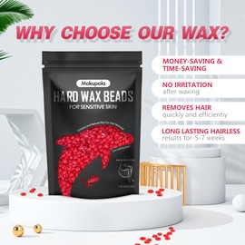 9.6oz Hard Wax Beads for Sensitive Skin Coarse Hair Removal, Wax Beads for Brazilian, Full Body, Bikini, Underarms, Back, Legs, Face, Back, Wax Beans Home Salon Red