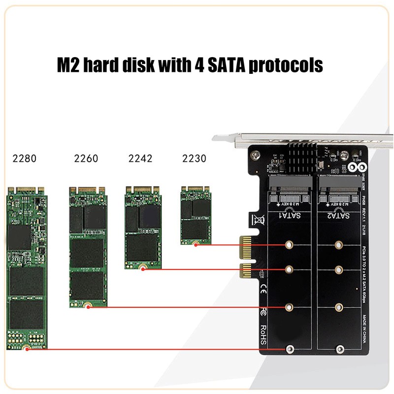 Adapter Card M.2 SATA to PCI?E Dual Disk Array Card