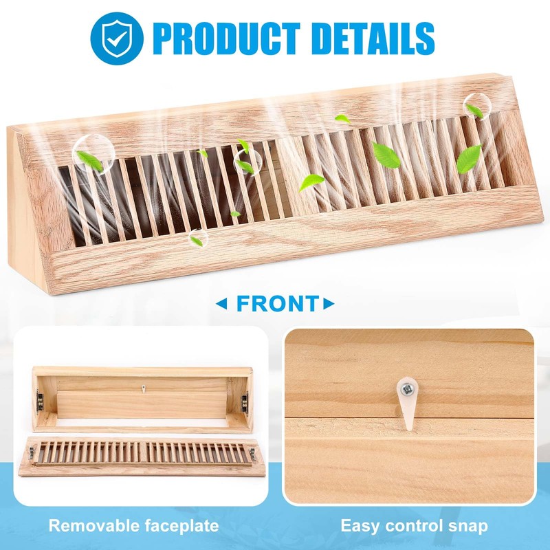 Glooglitter 2 Pcs 18 Inch Wooden Baseboard Register Vent Diffuser