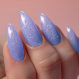 AHAMIOU Nail Polish Holographic Pink Shimmer Gel Nails Glitter Set Sparkly Shiny Reflective Nail Polish Kit Neutral Sheer Nude Gel Polish Diamond Gel for Home Salon DIY,Baby Blue