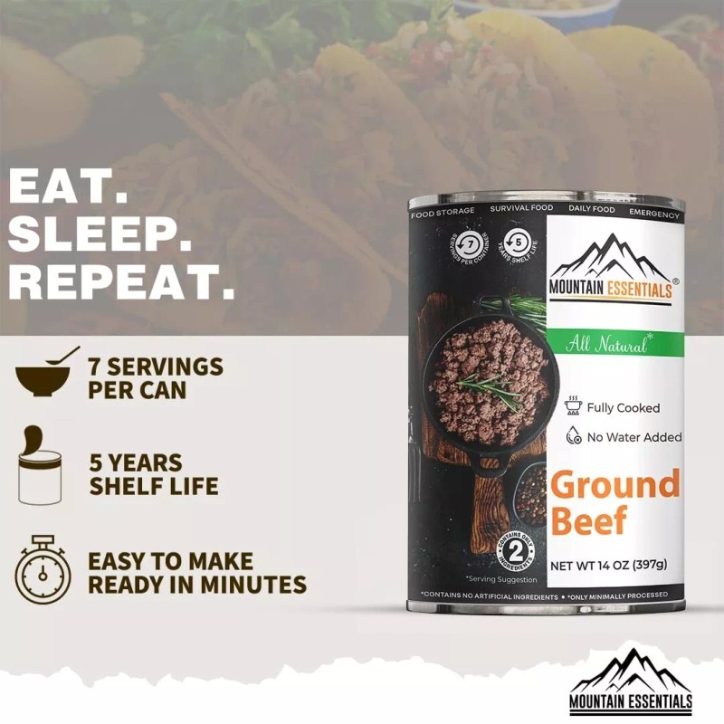 Mountain Essentials (1 Can) MOUNTAIN ESSENTIALS Fully Cooked Ready-to-Eat Ground