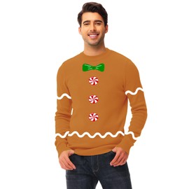 AOBUTE Big and Tall Ugly Sweater for Adult Mens Christmas Gingerbread Costume Pullover Casual Festive Party Knitted Jumper XXL