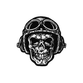 Patchwork Paradise Biker Skull with Helmet Embroidered Iron-On Patch Biker DIY Badge