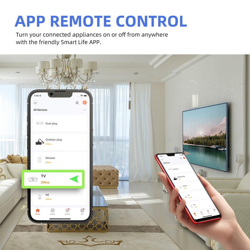 Mini Smart Plug, 15A WiFi Plugs Work with Alexa &