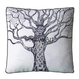 Large Indian Hippie Tree Life Bohemian Meditation Floor Pillow Cover 35" X 35" Inch Mandala Ottoman Cushion Dog Bed Outdoor Sofa Day Bed Kids Teen Floor Pillow