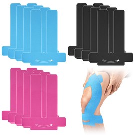 12 Stück Kinesiotapes Knie Vorgeschnitten, Hautfreundlich mit Perfektem Trage-komfort, Kinesiotapes für Knieschmerzen, Baumwolle Knie Tape für Sport & Dauerhafte Unterstützung