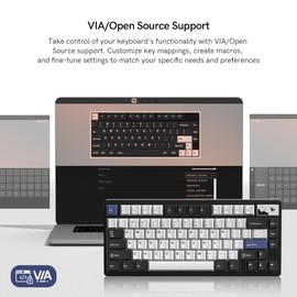 Womier 75% Keyboard Wireless, Creamy Mechanical Keyboard Gaming, CNC Aluminum with 8000mAh Battery, QMK/VIA Tri-Mode Key Board Custom Hot Swappable RGB Backlit for Windows/Mac/PC (SK71 PRO-Black)