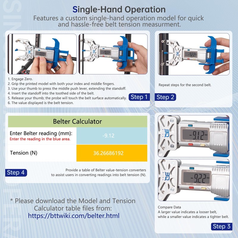 BIQU Belter Belt Tension Tool Upgrade High Precision, Belt Tension
