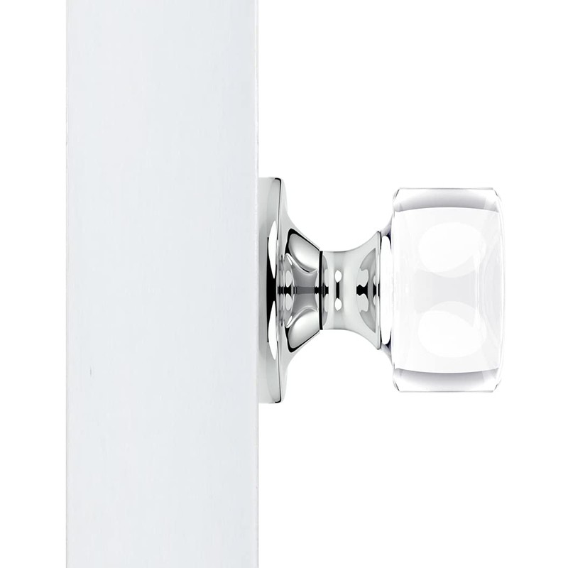 Dummy Round Crystal Door Knobs Polished Chrome Round Rosette