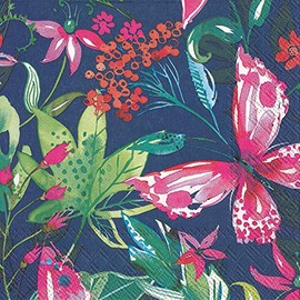 Boston International IHR 3-Ply 20-Count Lunch Paper Napkins, 6.5 x 6.5-Inches, Caribbean Island Dark Blue