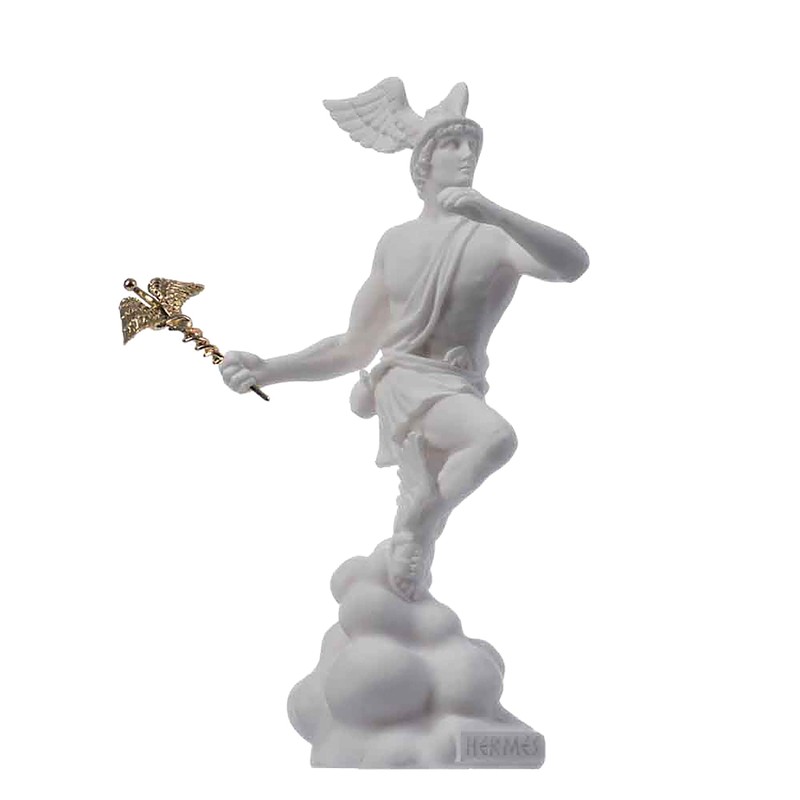 Hermes Mercury God Zeus Son Roman Statue Alabaster 17 cm