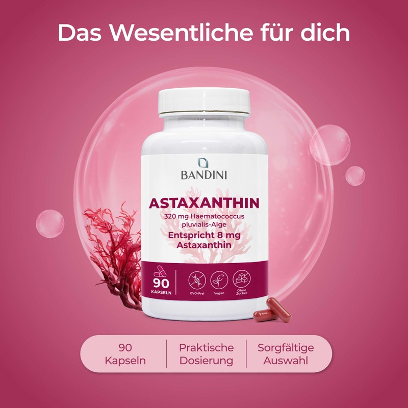 Bandini® Astaxanthin 90 Capsules 8 mg (320 mg Haematococcus Pluvialis
