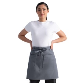 Chef Works Unisex Half Bistro Server Apron, Gray, One Size