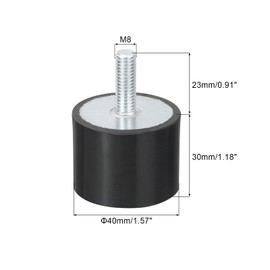 QUARKZMAN M8 Gewindegummibuchsen, Schwingungsisolatoren, Zylindrischer Stoßdämpfer mit Stiften 40 x 30mm 4 Stück