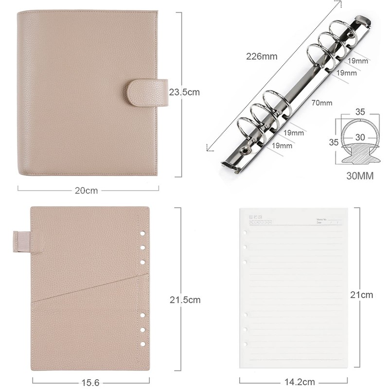 Moterm A5 Luxe Rings Planner - Genuine Leather Binder Organizer