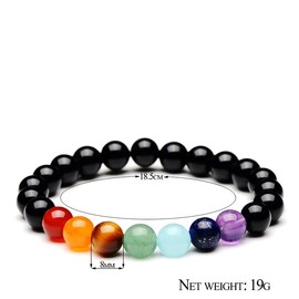 TreasureBay Handmade 8mm Natural Gemstone Stretch Bracelet for Men and Women | Unisex Beaded Jewellery (Chakra)
