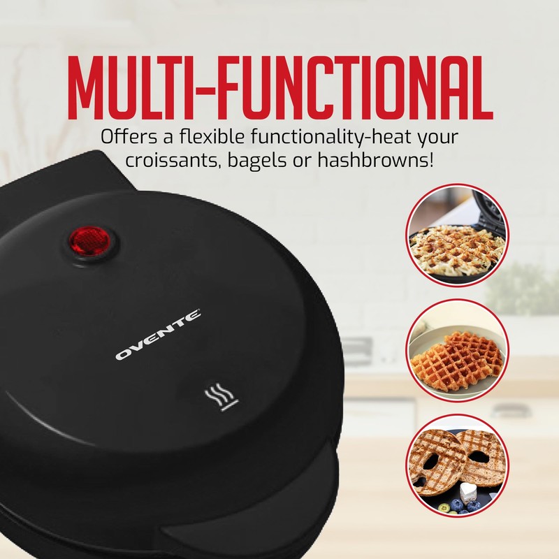 OVENTE Mini Waffle Maker Machine, 4-Inch Chaffle Mold with Non-Stick