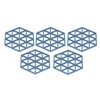 5pcs Table Mats Geometric Hex Shape Hollow Silicone Blue Insulation