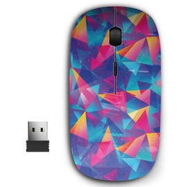 KAWAMOUSE 2.4G Ergonomic Portable USB Wireless Mouse for PC, Laptop, Computer, Notebook with Nano Receiver (Rainbow Color Triangle)