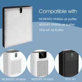 4 pack HY4866 Air Purifier Replacement Filter Compatible with MORENTO HY4866 Air Purifier and YIOU M1 Air Cleaner Purifier， 3-in-1 with Pre-filter,True HEPA H13 Filter