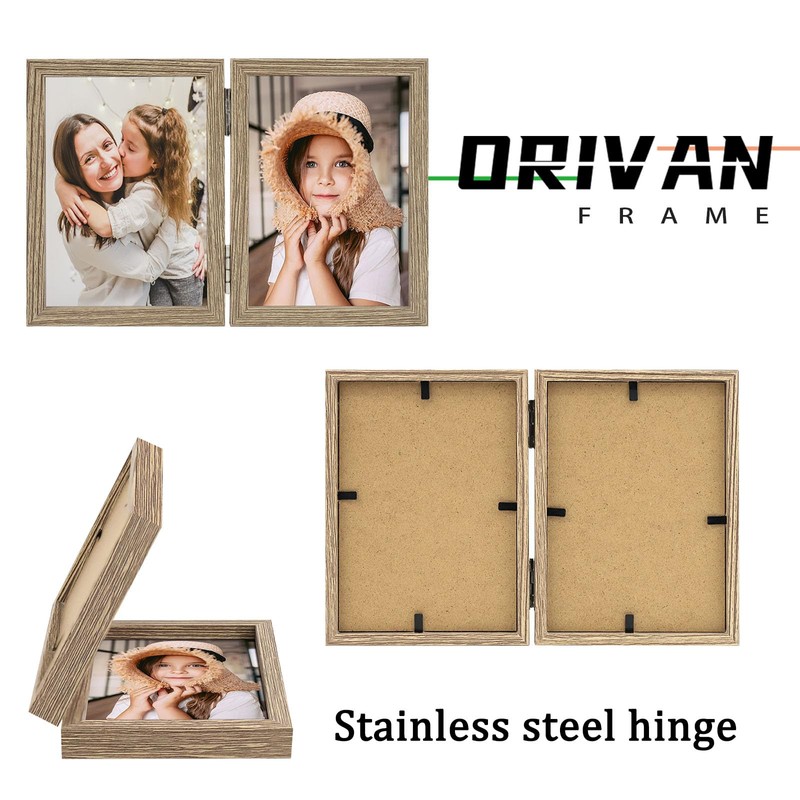 ORIVAN 3.5x5 Double Picture Frames Hinged Folding Photo Frames Vertical