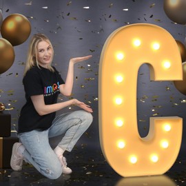 imprsv Marquee Light Up Letters, Mosaic Letters 4FT Marquee Letters for Baby Shower Engagement Graduation Party Decor, Large Marquee Letters for Party Decorations, Letter C (Need to Assemble)