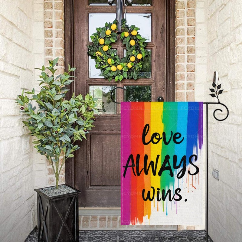 Pride Progress Rainbow Garden Flag Love Always Wins Flag 12x18