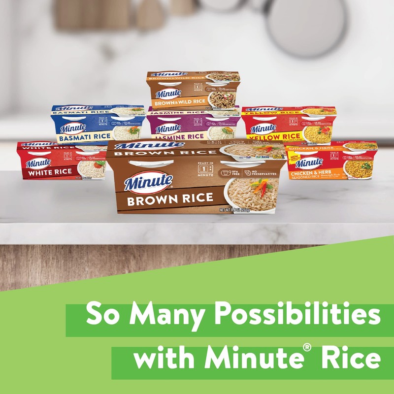 Minute Ready-to-Serve Brown Rice, Microwavable Rice Cups, 8.8-Ounce Cups (Pack