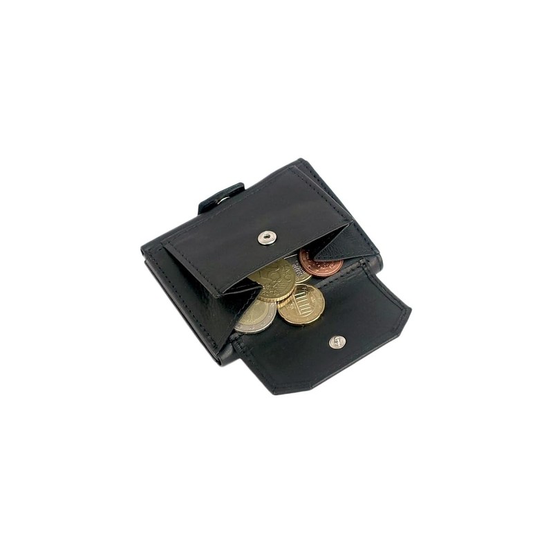 Slim Wallet Deluxe, Cowhide nappa black with comfort coin compartment,