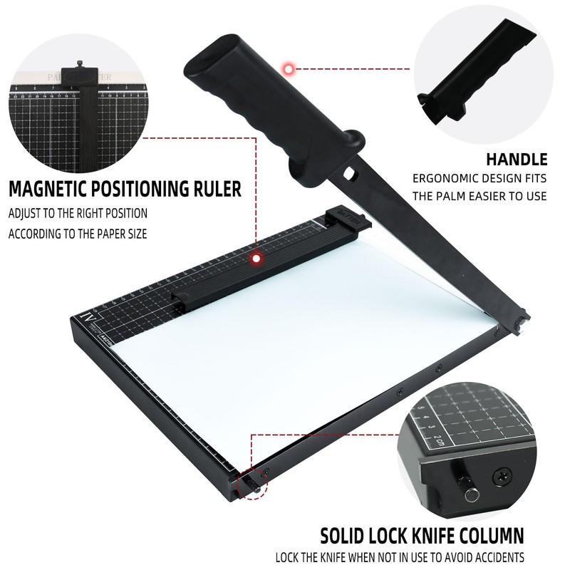 12" Guillotine Paper Cutter, Heavy Duty Trimmer with Safety Guard