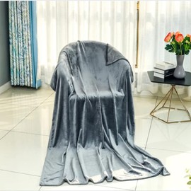 Double Dark Grey Luxury Super Soft Plush Flannel Fleece Blanket 150cmx200cm