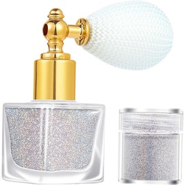 Spray Iluminador Corporal Brillantina Cabello en Color Plata, Polvo Brillante en Aerosol Multiuso para Maquillaje y Cuerpo