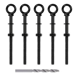 RiaYer 5 Pack Eye Bolt, 1/4” x 5" T316 Stainless Steel Eyebolts, Heavy Duty Shoulder Lifting Ring Threaded Eyebolts with Nuts and Washers HF038B