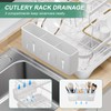 HOMEAILIE Dish Drying Rack, Two-Tier Dish Drying Rack with Utensil
