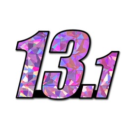 Elektroplate Half Marathon 13.1 Pink Metallic Reflective Decal (3.25” x 2.25”) | Premium Glossy All Weather Vinyl Sticker for Car, Water Bottle, Laptop, Tablet, Cooler, Phone | Made in The USA