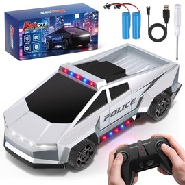 Coche RC en Escala 1:22, Policía Todo Terreno con Control 2.4 GHz, Juguete para Niños de 3 a 7, con Luces para Carreras, Regalo de Cumpleaños para Niños de 8 a 12 (Plateado)