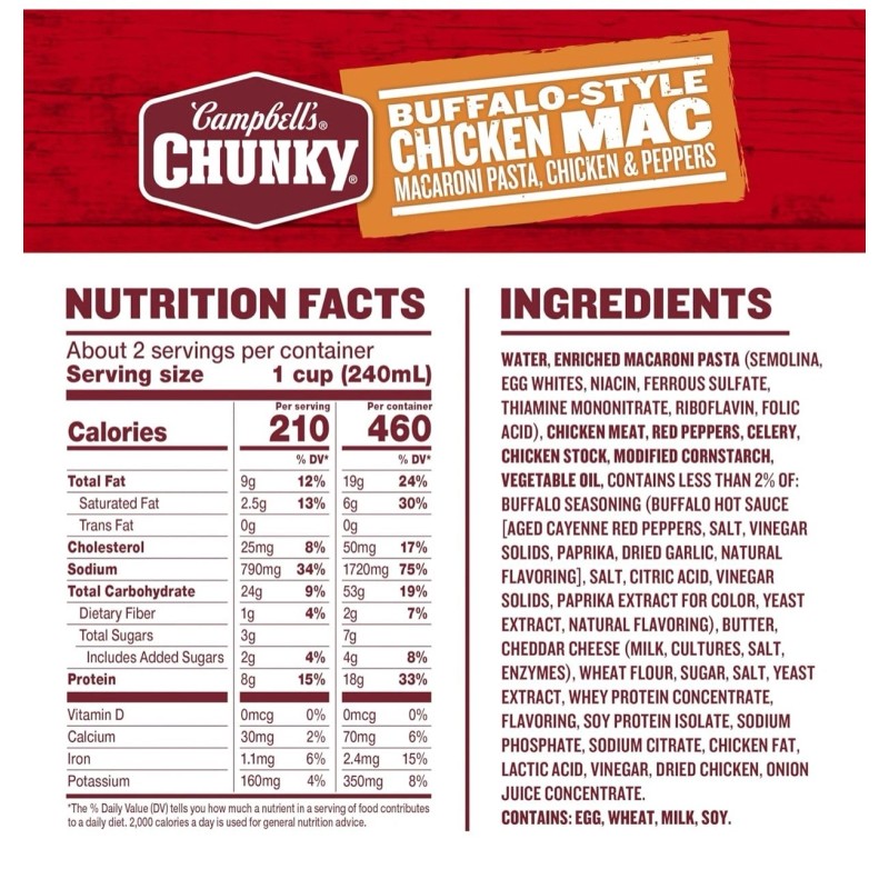 Campbell's Chunky Buffalo-Style Chicken Mac, 18.8 oz