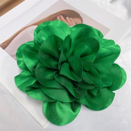 Satin Fabric Rose Flower Extra Large Big Brooches Lapel Pins Silk Camellia Oversized Pin for Women Wedding Party Dance Banquet Dresses Suit Clothes Accessories Jewelry Gifts 7.5in (Green)