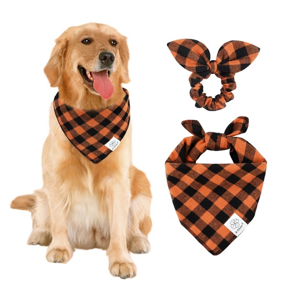 E-Clover Dog Bandana & Matching Scrunchie Boy Dog Bandanas Blue